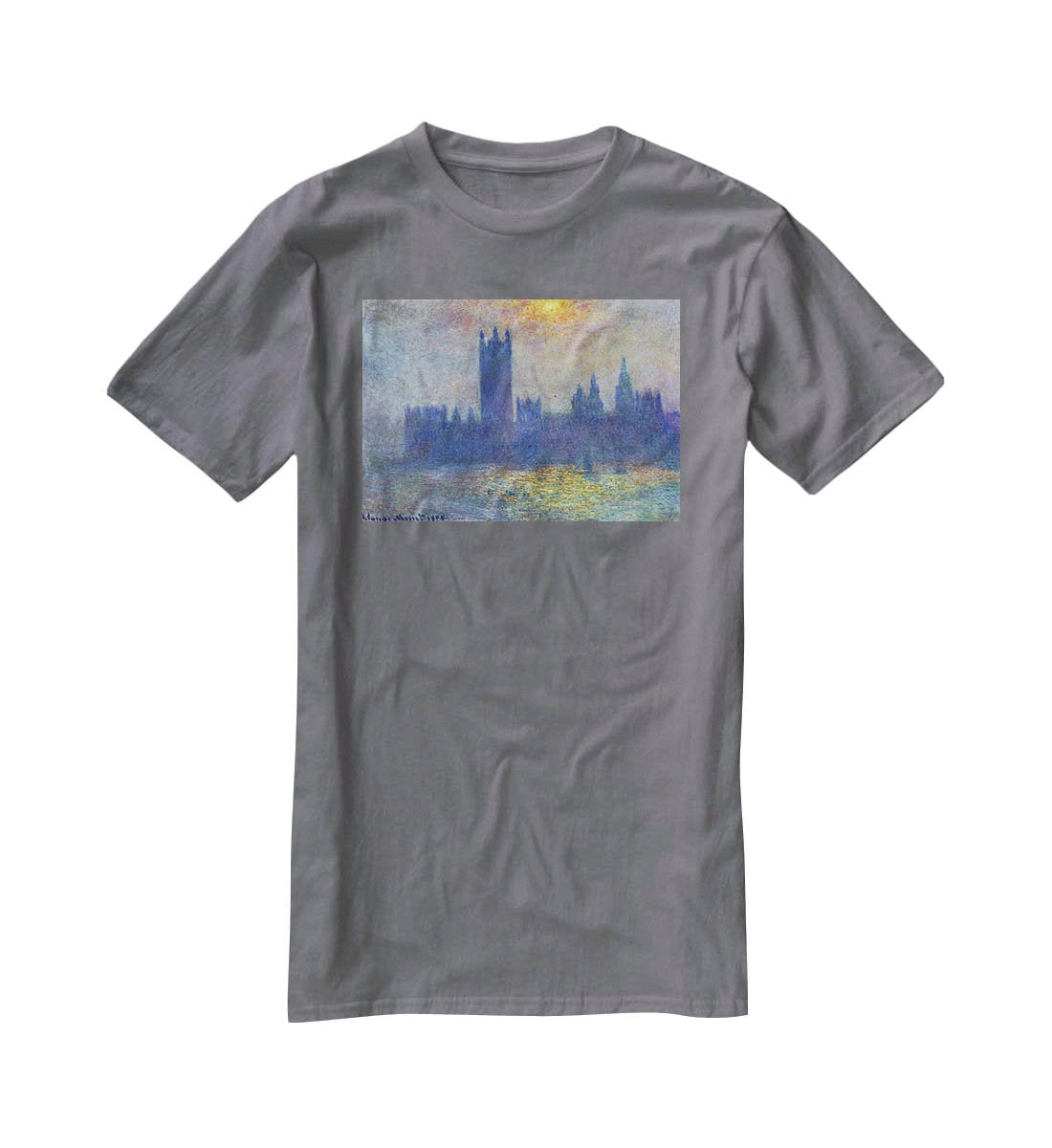 The Houses of Parliament sunlight in the fog by Monet T-Shirt - Canvas Art Rocks - 3