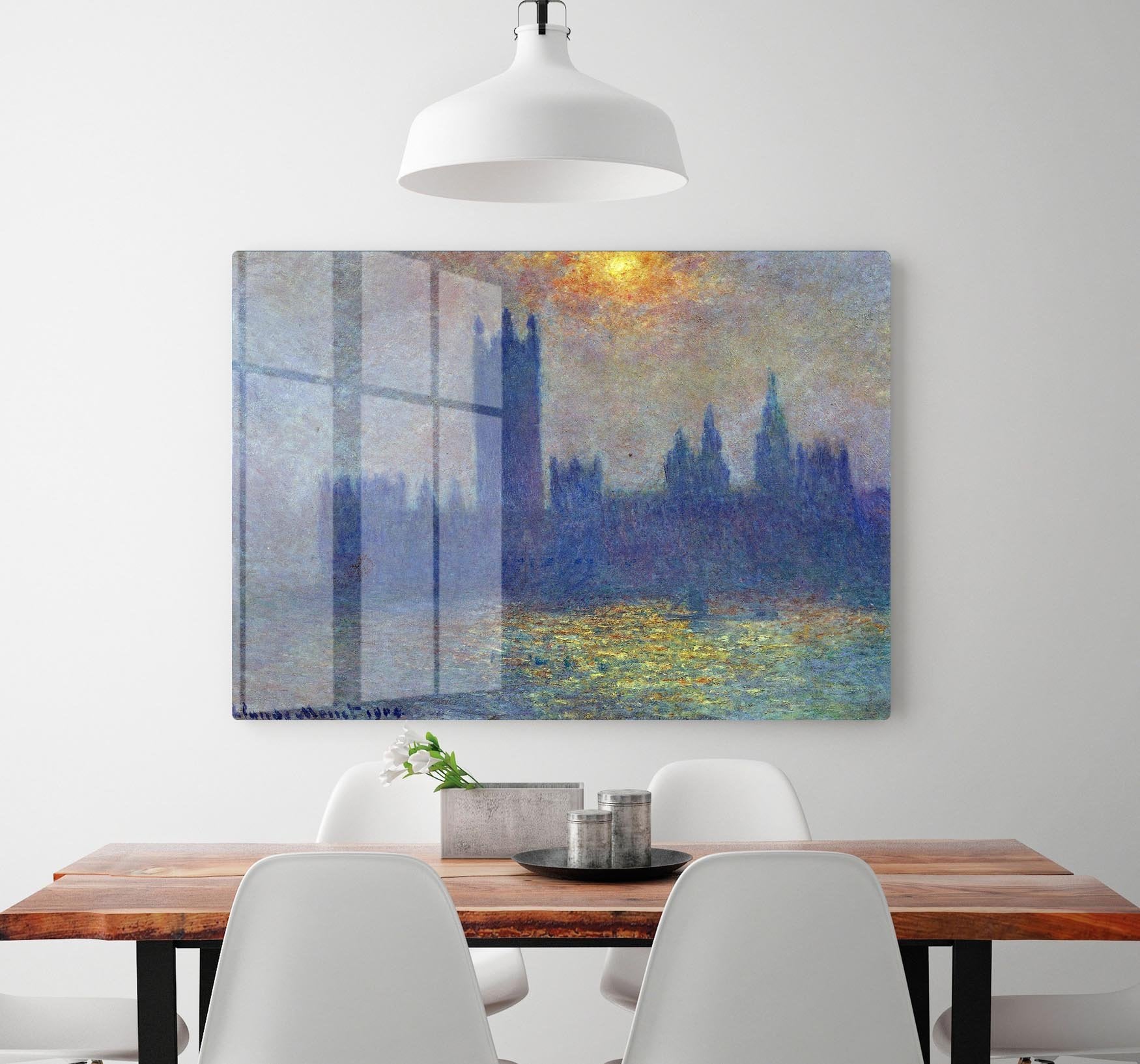 The Houses of Parliament sunlight in the fog by Monet HD Metal Print