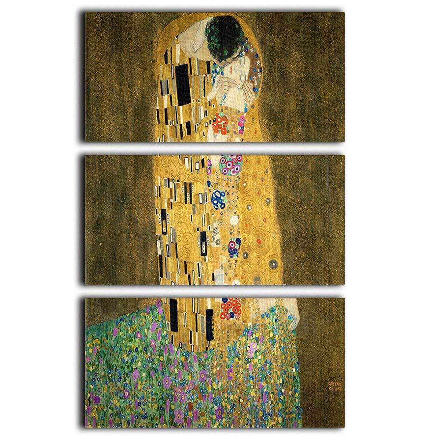 The Kiss by Klimt 2 3 Split Panel Canvas Print - Canvas Art Rocks - 1