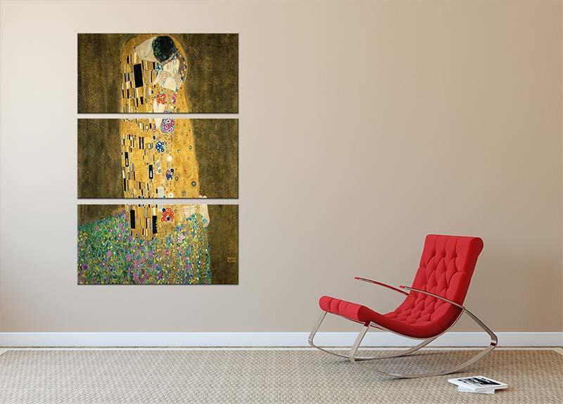 The Kiss by Klimt 2 3 Split Panel Canvas Print - Canvas Art Rocks - 2