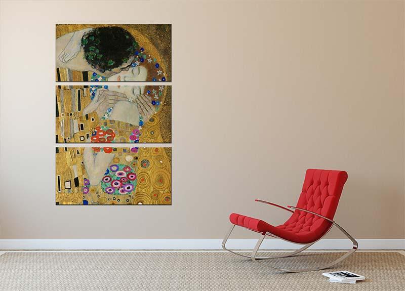 The Kiss detail by Klimt 3 Split Panel Canvas Print - Canvas Art Rocks - 2