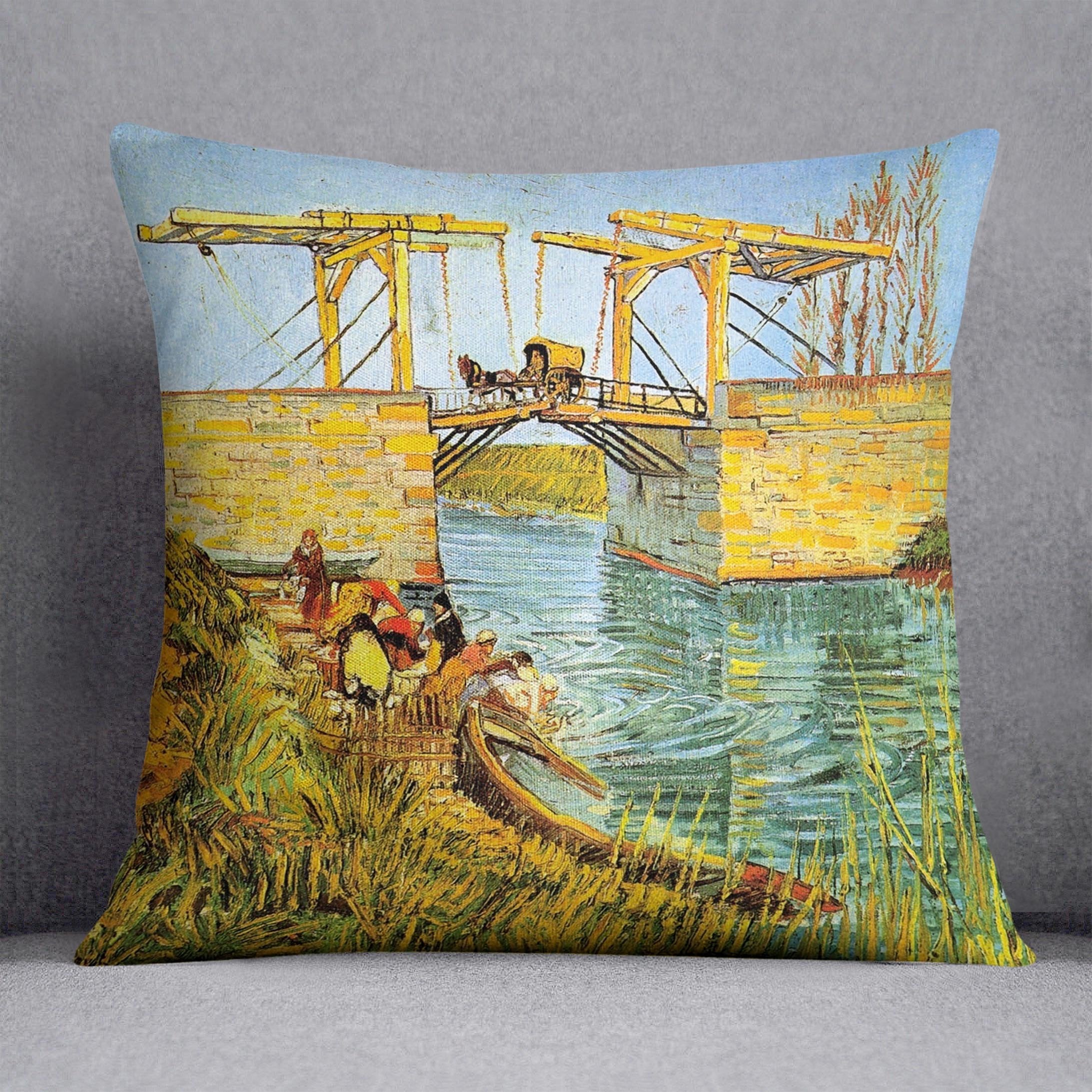 The Langlois Bridge at Arles by Van Gogh Throw Pillow