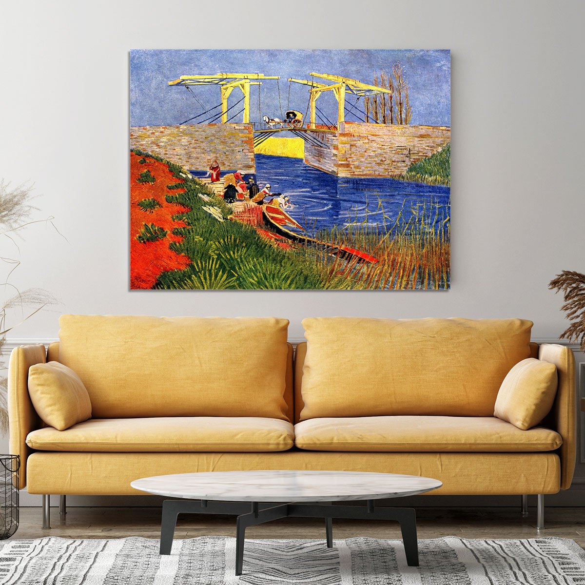 The Langlois Bridge at Arles with Women Washing by Van Gogh Canvas Print or Poster