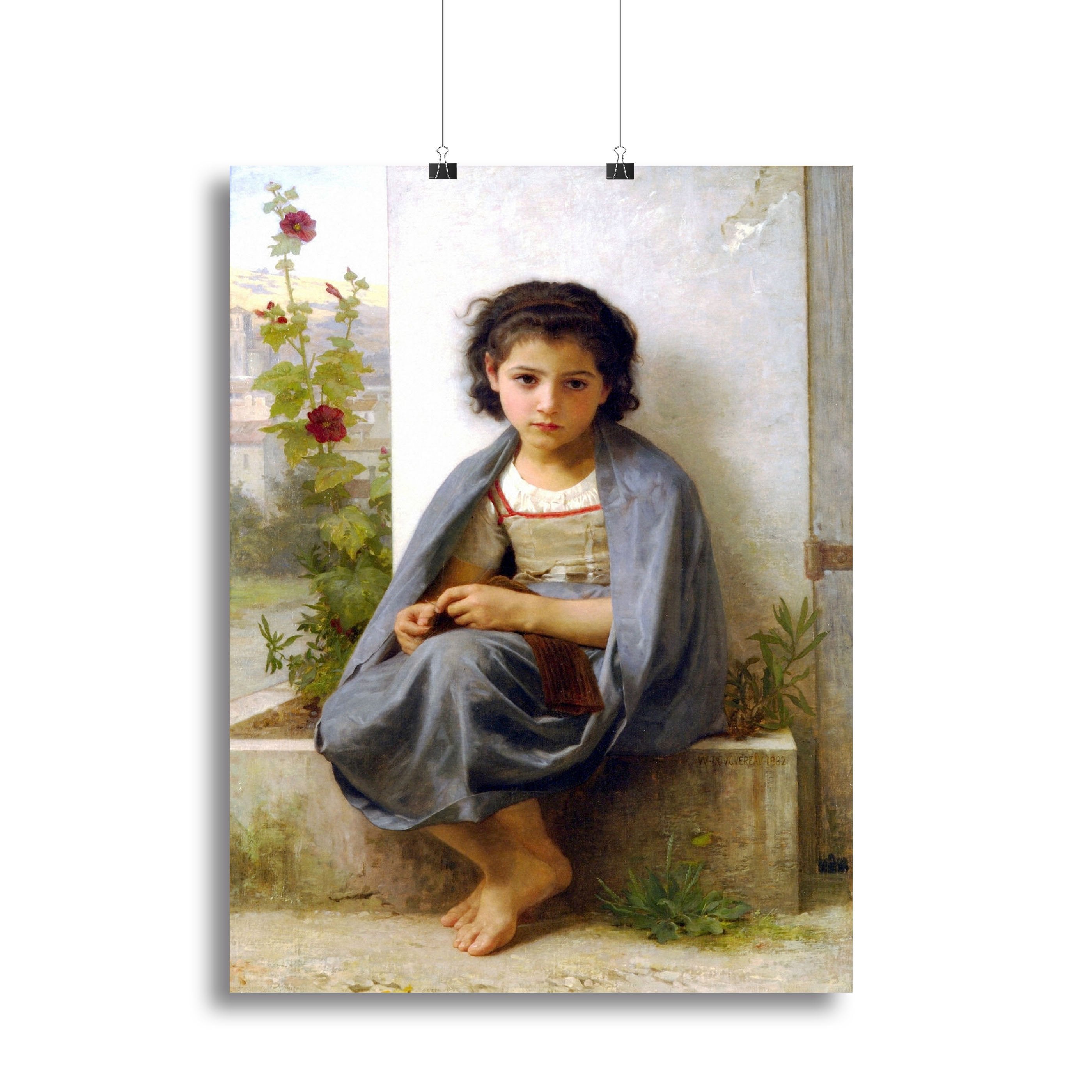 The Little Knitter By Bouguereau Canvas Print or Poster