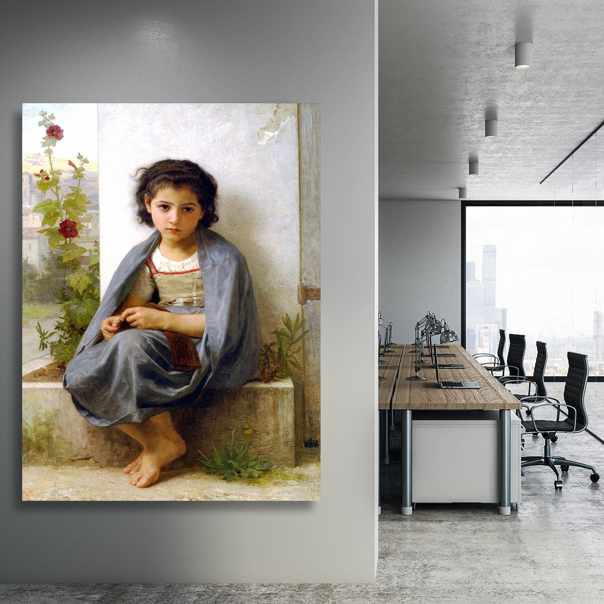 The Little Knitter By Bouguereau Canvas Print or Poster