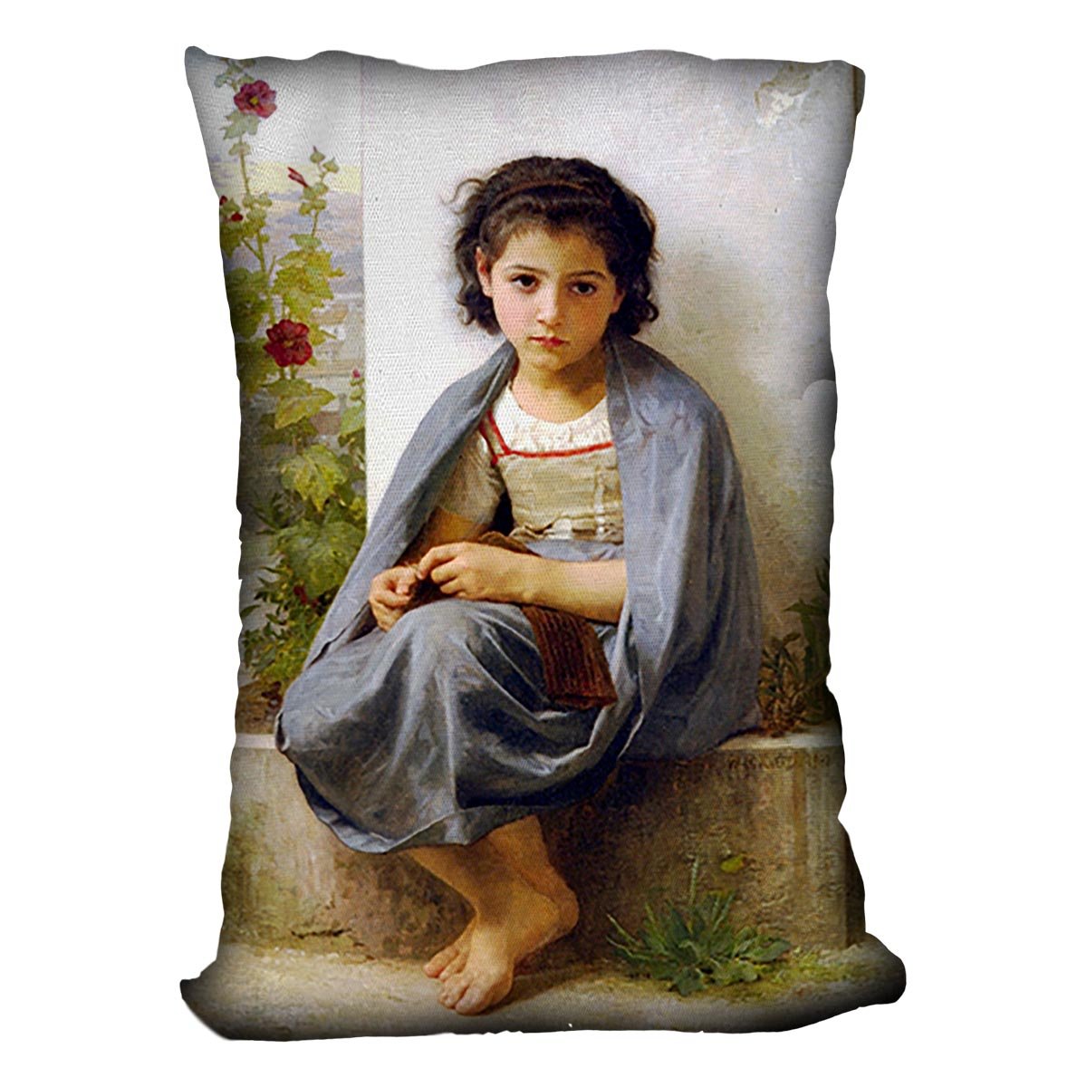 The Little Knitter By Bouguereau Throw Pillow