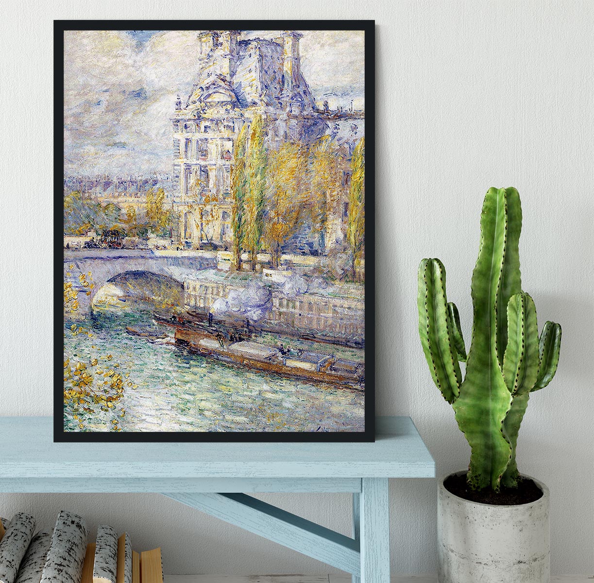 The Louvre on Pont Royal by Hassam Framed Print - Canvas Art Rocks - 2