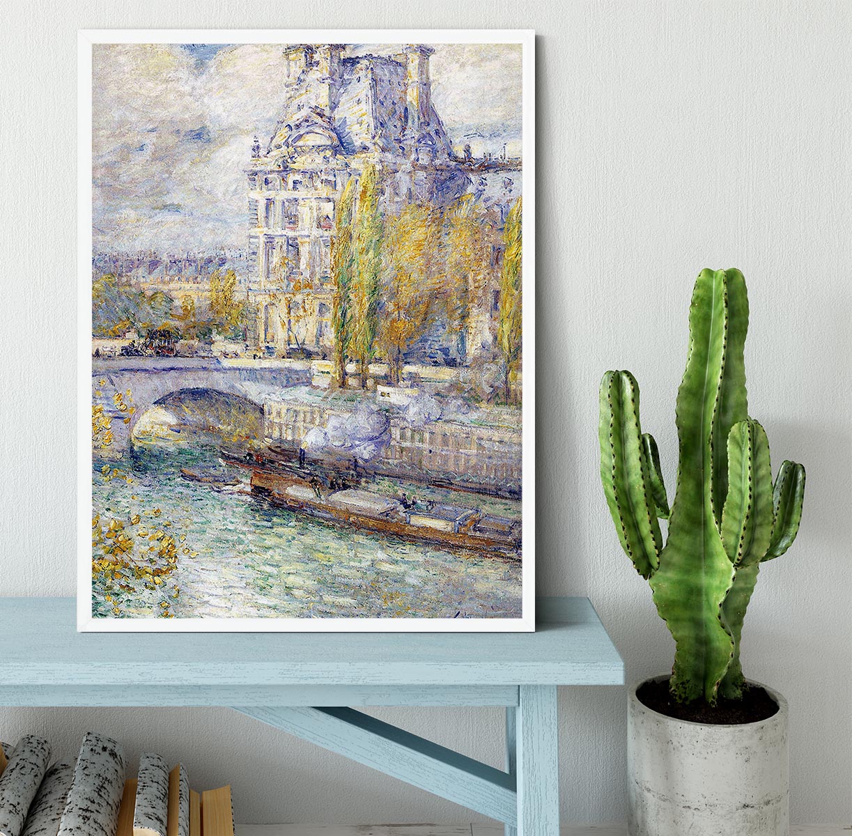 The Louvre on Pont Royal by Hassam Framed Print - Canvas Art Rocks -6