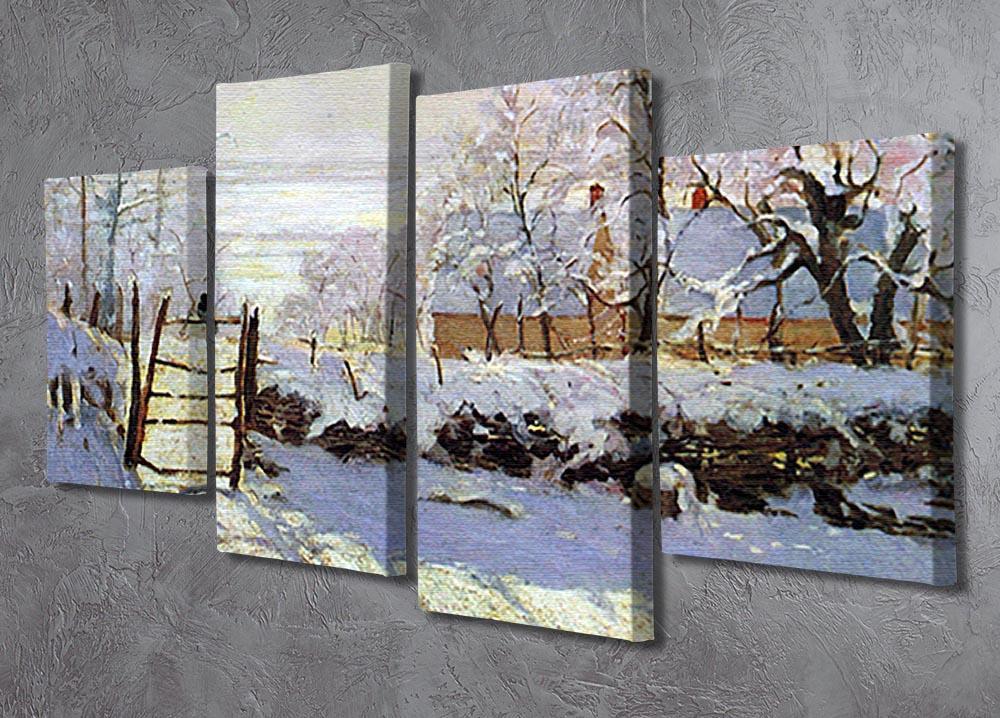 The Magpie by Monet 4 Split Panel Canvas - Canvas Art Rocks - 2