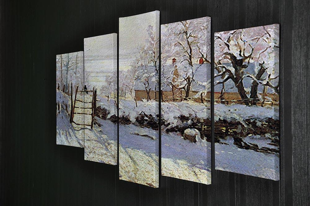 The Magpie by Monet 5 Split Panel Canvas - Canvas Art Rocks - 2