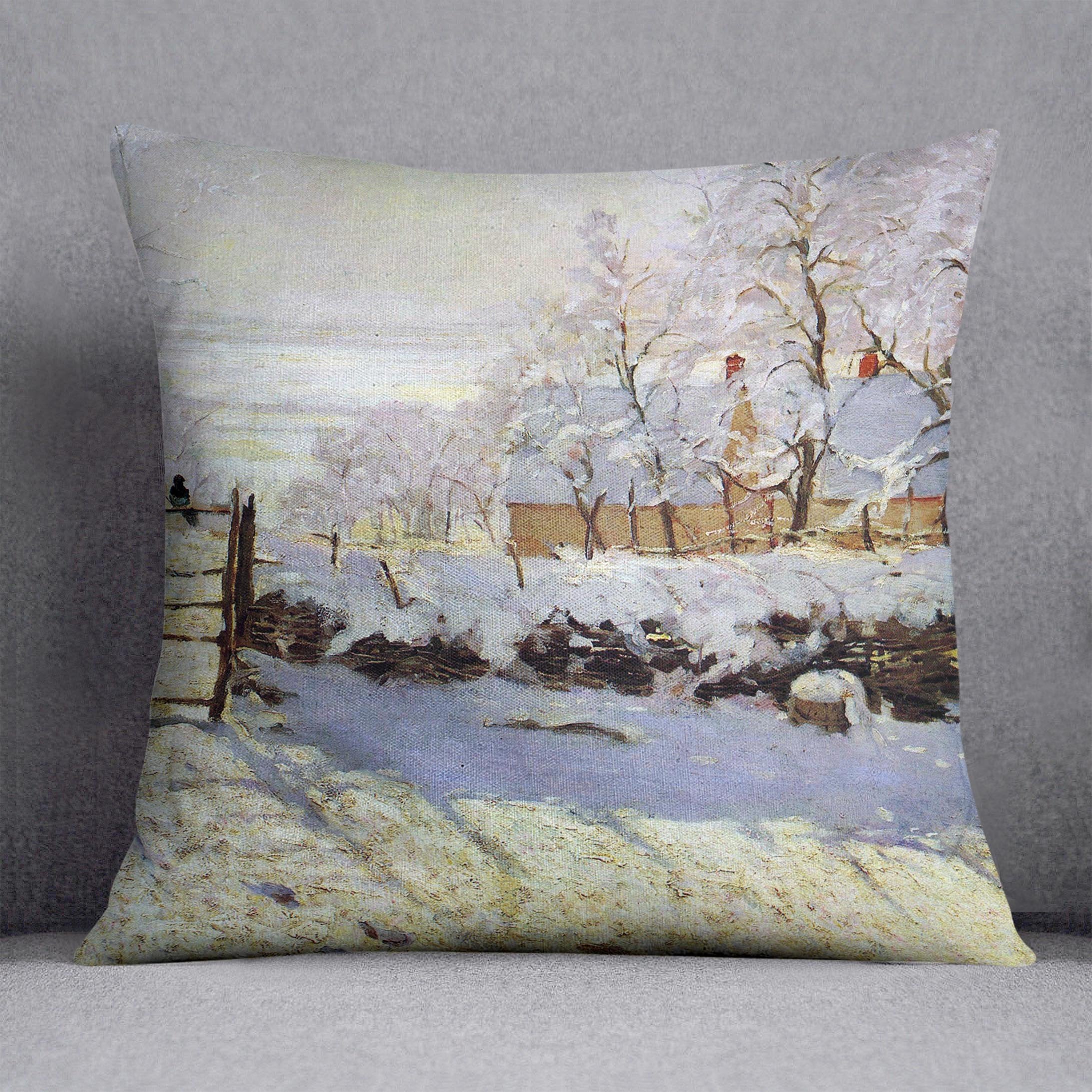 The Magpie by Monet Throw Pillow