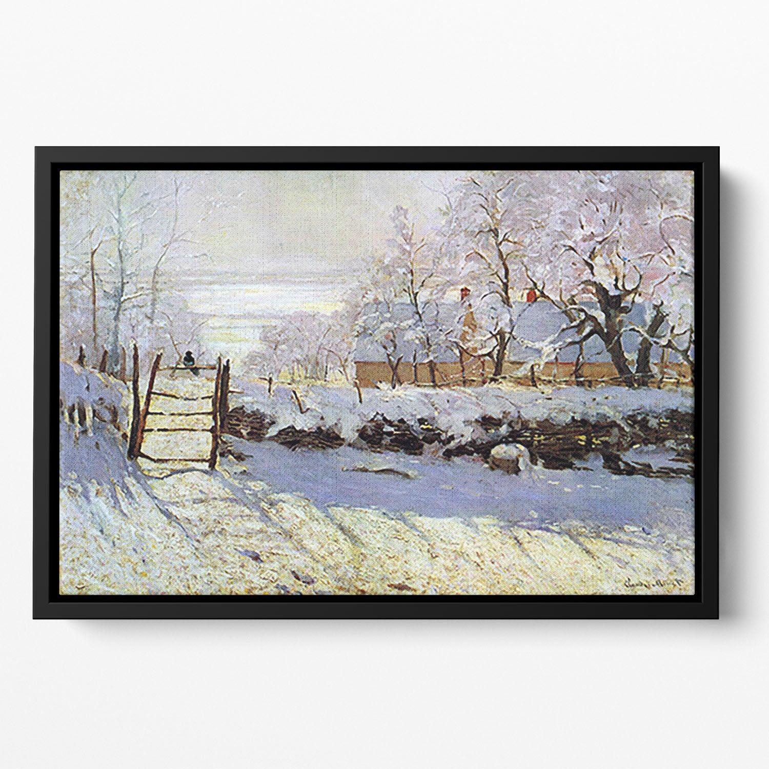The Magpie by Monet Floating Framed Canvas