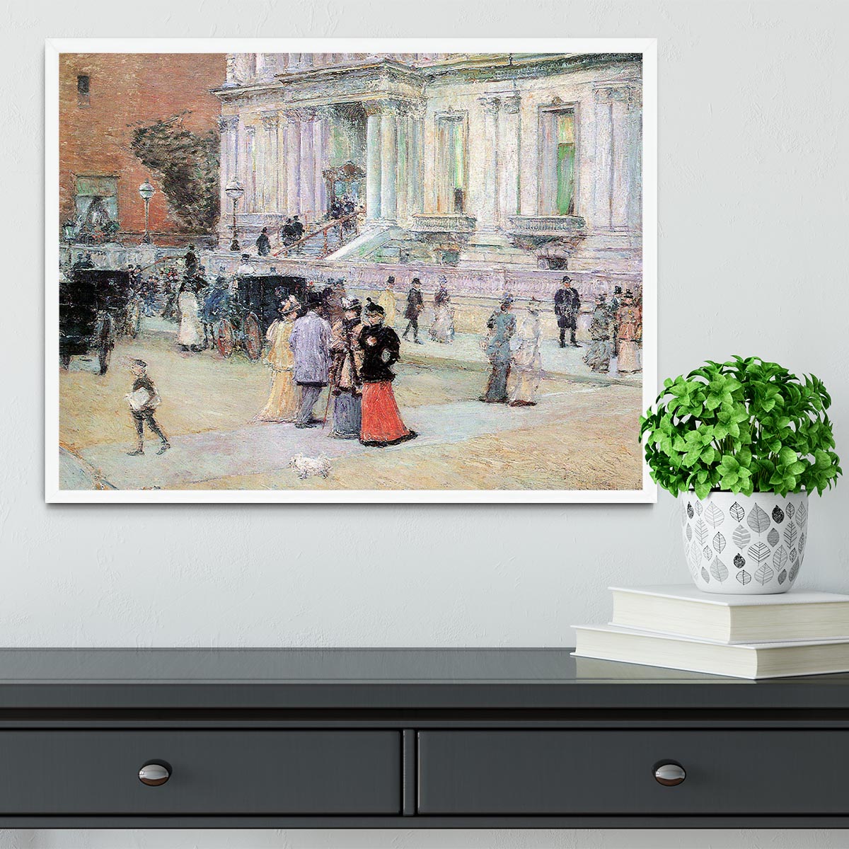 The Manhattan Club The Villa of the Stewarts by Hassam Framed Print - Canvas Art Rocks -6