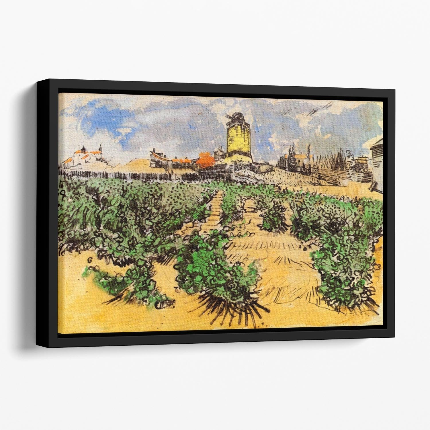 The Mill of Alphonse Daudet at Fontevielle by Van Gogh Floating Framed Canvas