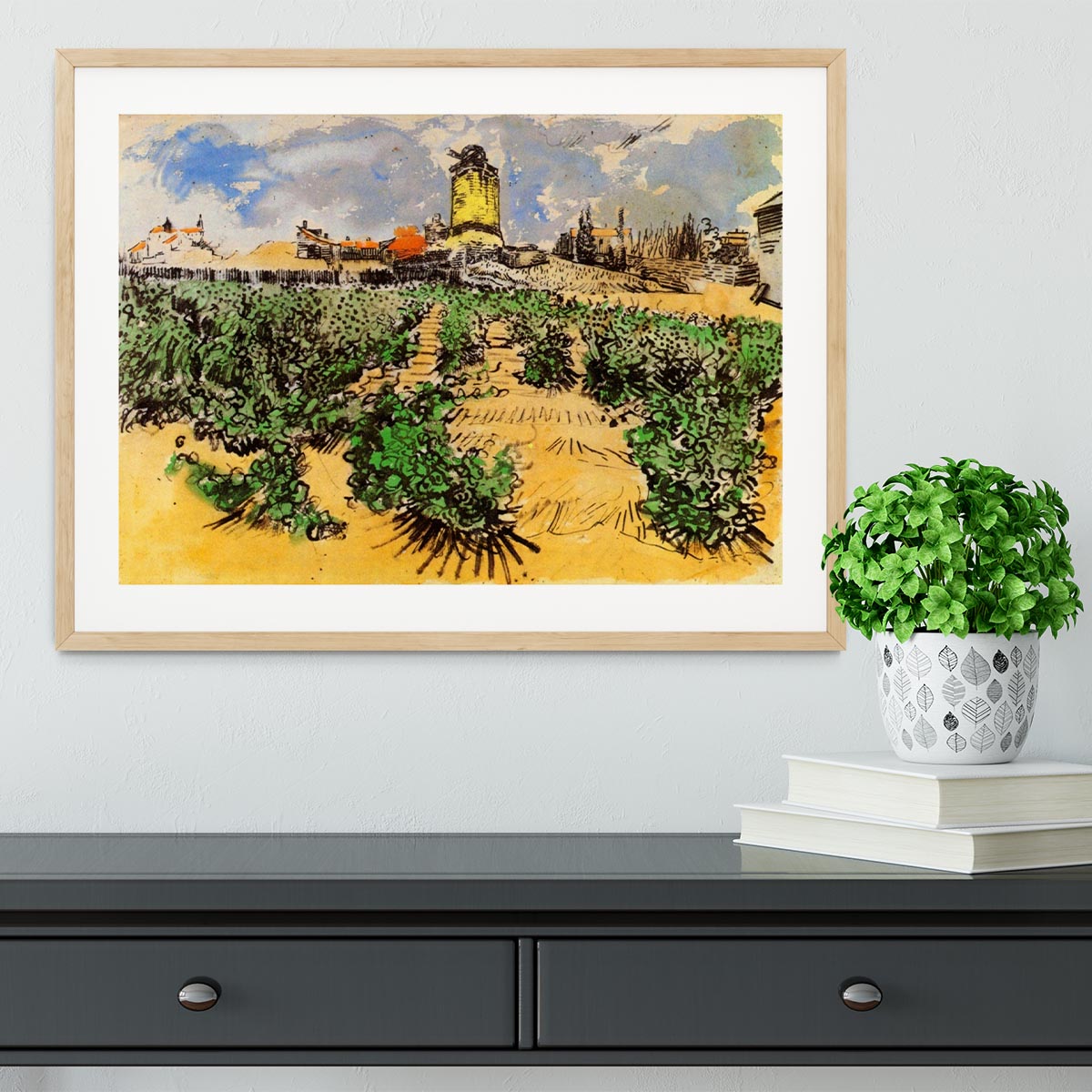 The Mill of Alphonse Daudet at Fontevielle by Van Gogh Framed Print - Canvas Art Rocks - 3