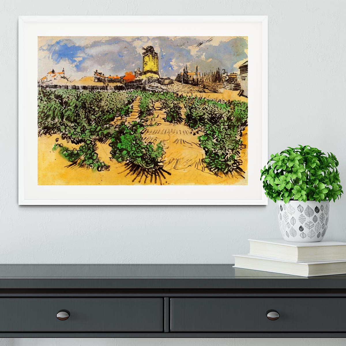 The Mill of Alphonse Daudet at Fontevielle by Van Gogh Framed Print - Canvas Art Rocks - 5