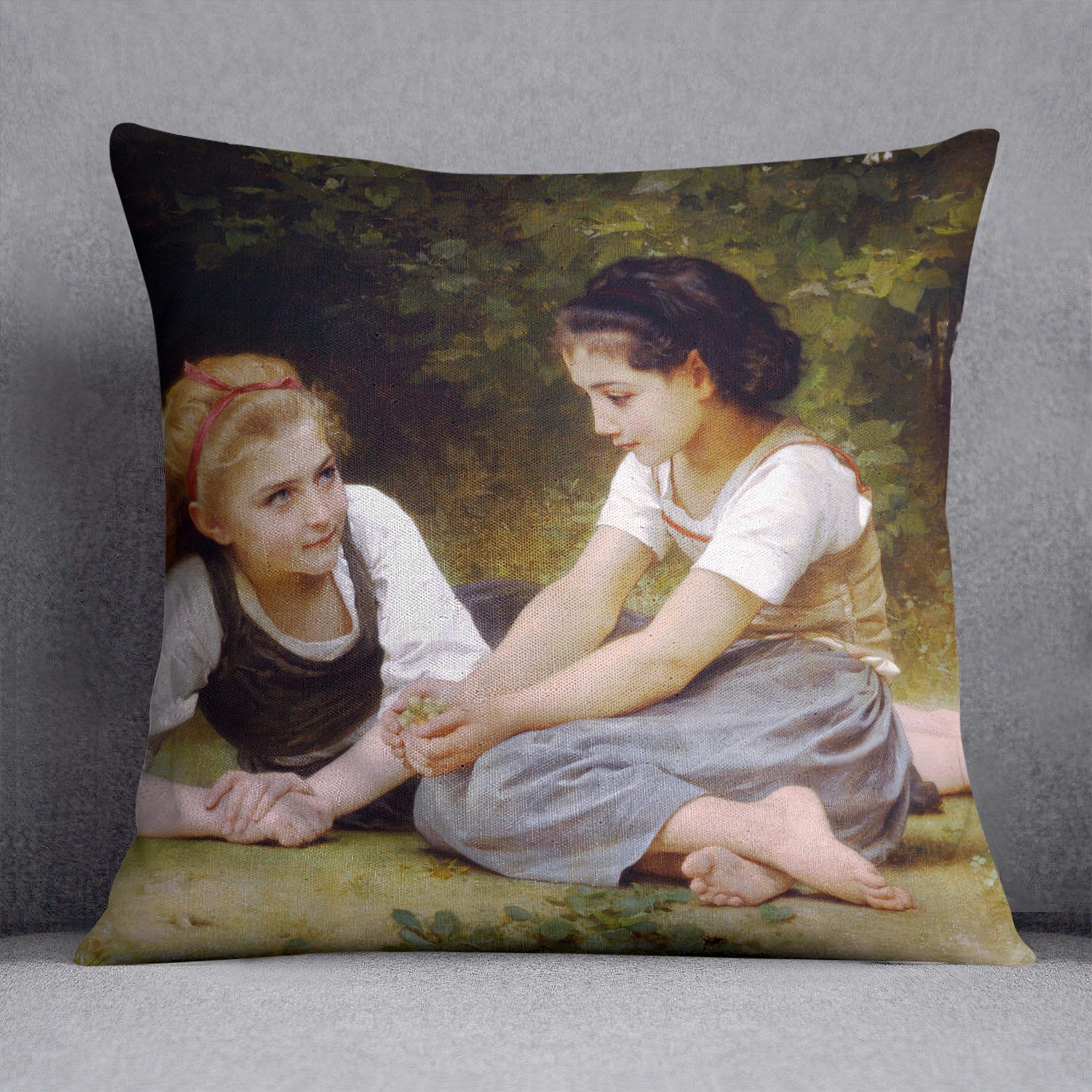 The Nut Gatherers By Bouguereau Throw Pillow
