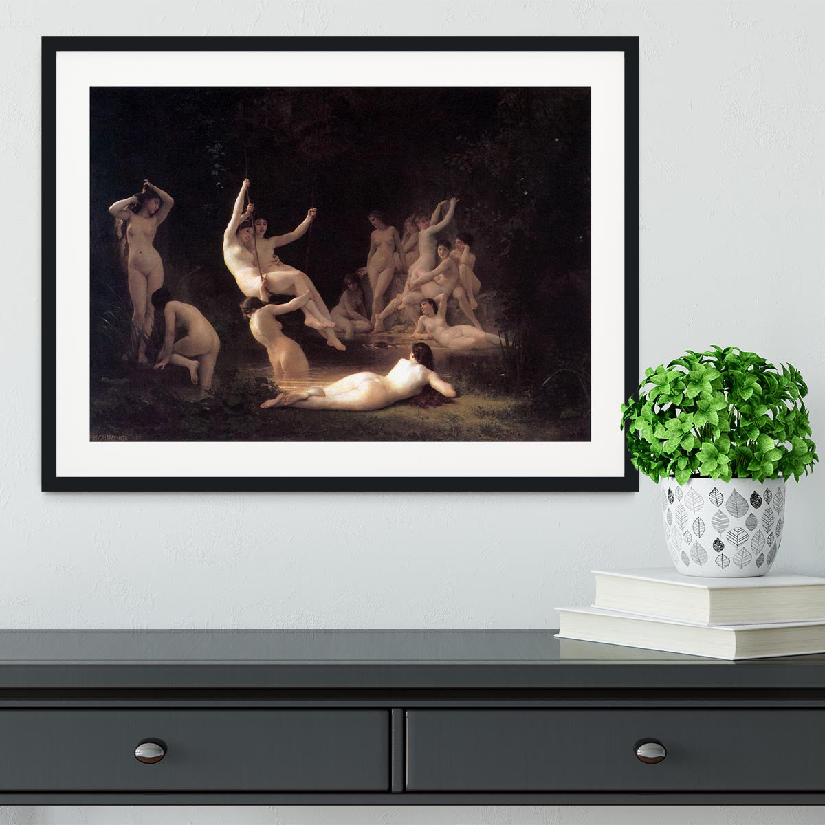 The Nymphaeum By Bouguereau Framed Print - Canvas Art Rocks - 1