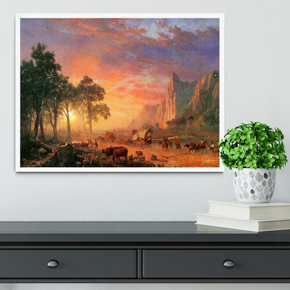 The Oregon Trail by Bierstadt Framed Print - Canvas Art Rocks -6