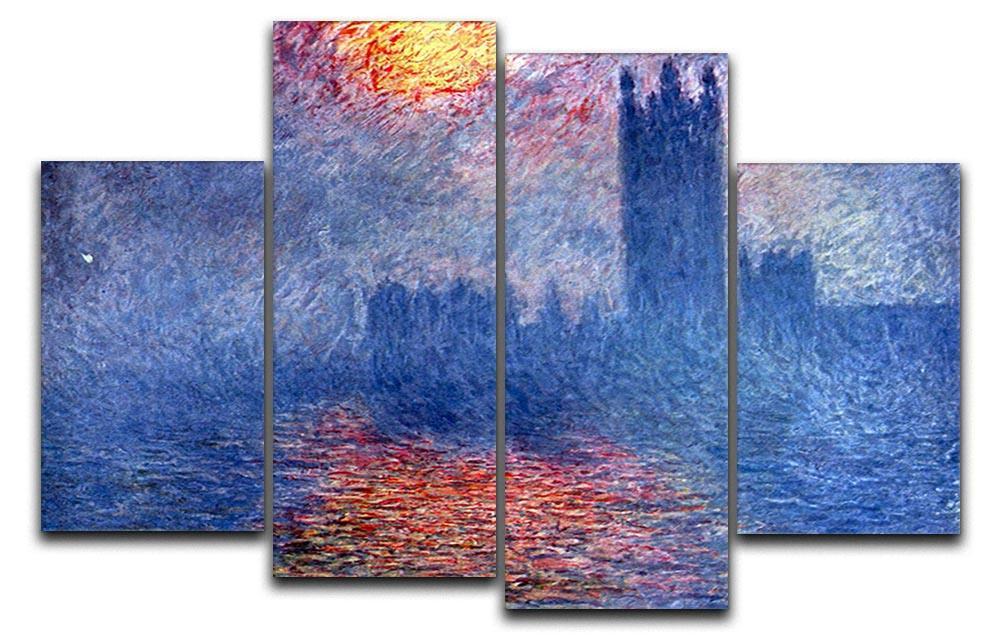 The Parlaiment in London by Monet 4 Split Panel Canvas  - Canvas Art Rocks - 1