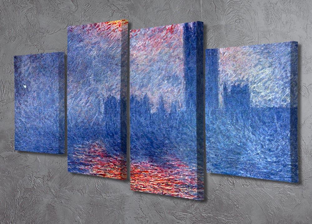 The Parlaiment in London by Monet 4 Split Panel Canvas - Canvas Art Rocks - 2