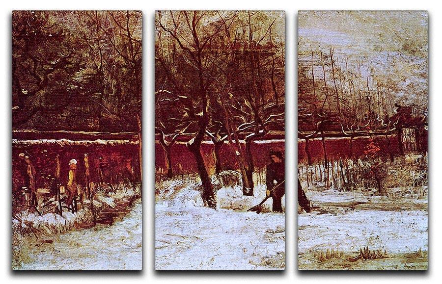 The Parsonage Garden at Nuenen in the Snow by Van Gogh 3 Split Panel Canvas Print - Canvas Art Rocks - 4