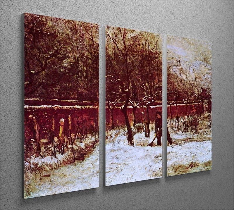 The Parsonage Garden at Nuenen in the Snow by Van Gogh 3 Split Panel Canvas Print - Canvas Art Rocks - 4