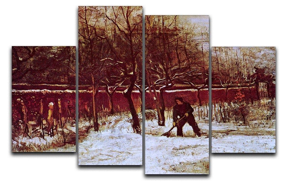The Parsonage Garden at Nuenen in the Snow by Van Gogh 4 Split Panel Canvas  - Canvas Art Rocks - 1