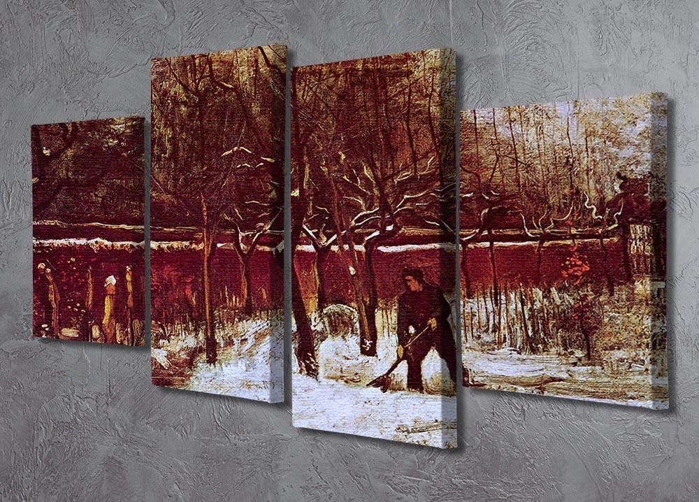 The Parsonage Garden at Nuenen in the Snow by Van Gogh 4 Split Panel Canvas - Canvas Art Rocks - 2