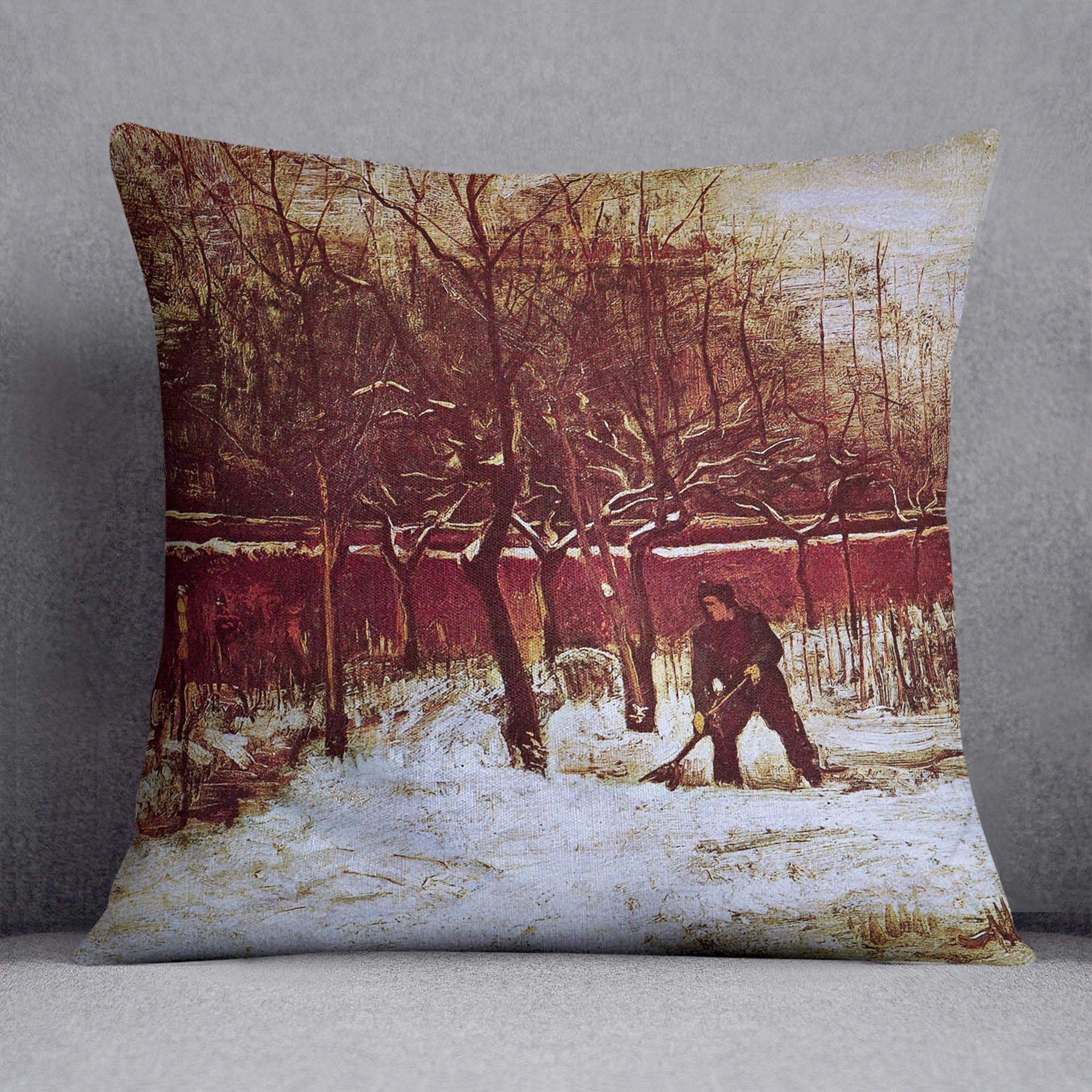 The Parsonage Garden at Nuenen in the Snow by Van Gogh Throw Pillow