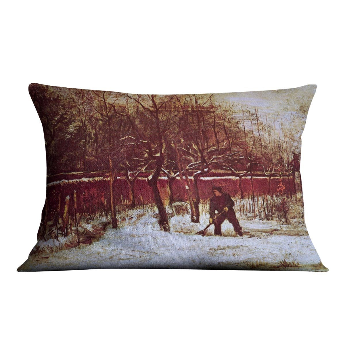 The Parsonage Garden at Nuenen in the Snow by Van Gogh Throw Pillow