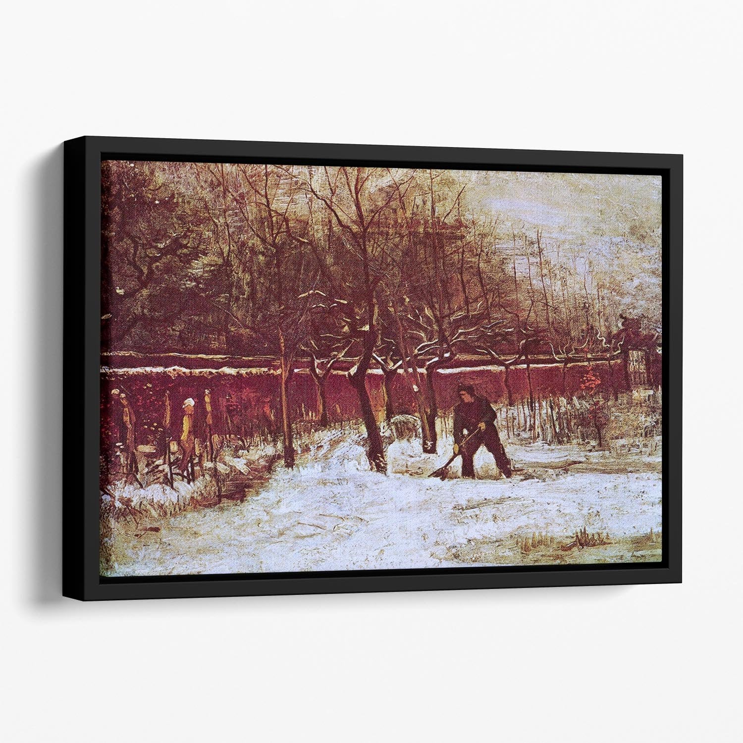 The Parsonage Garden at Nuenen in the Snow by Van Gogh Floating Framed Canvas