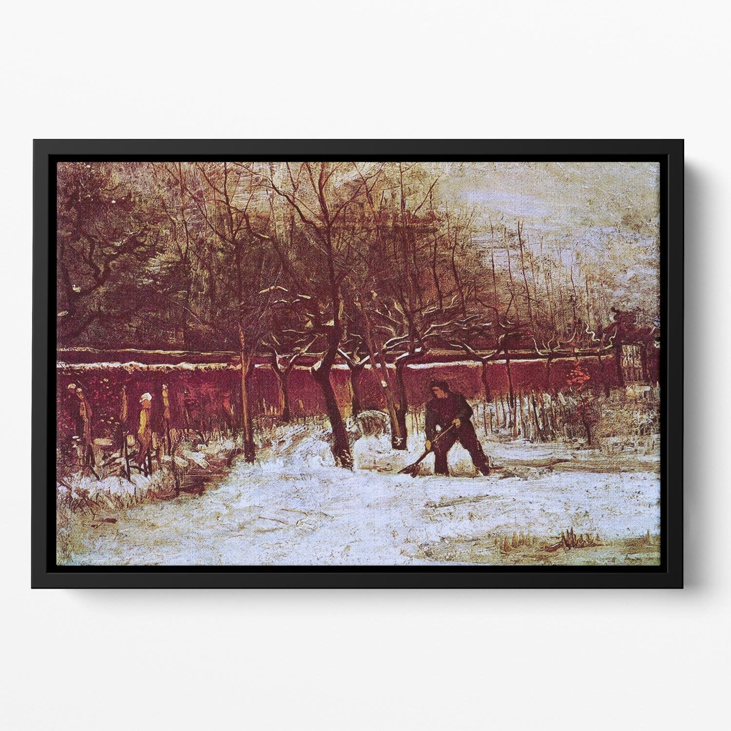 The Parsonage Garden at Nuenen in the Snow by Van Gogh Floating Framed Canvas