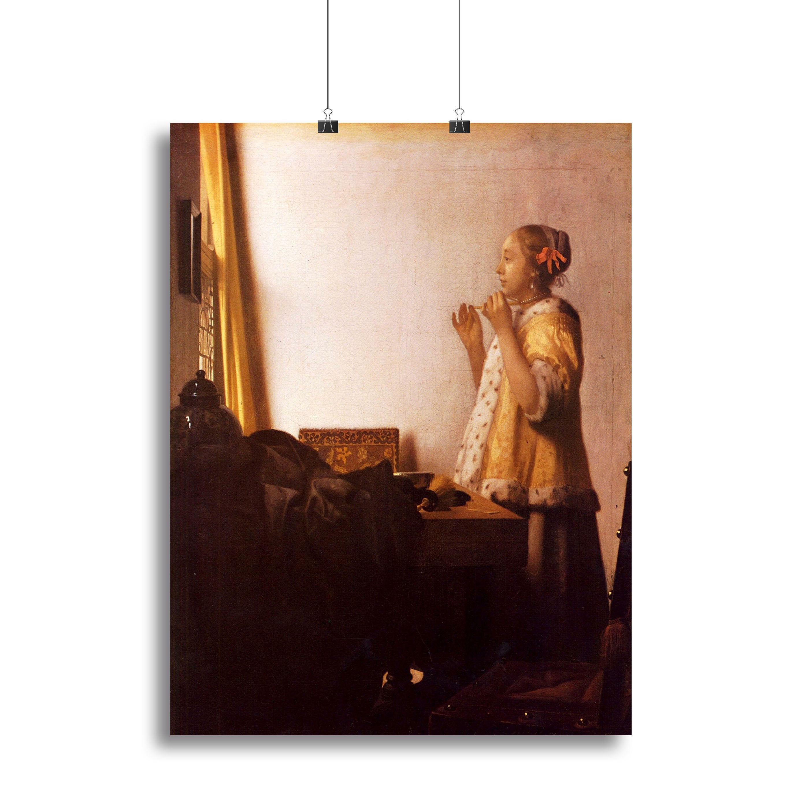 The Pearl Necklace by Vermeer Canvas Print or Poster