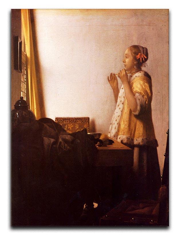 The Pearl Necklace by Vermeer Canvas Print or Poster - Canvas Art Rocks - 1