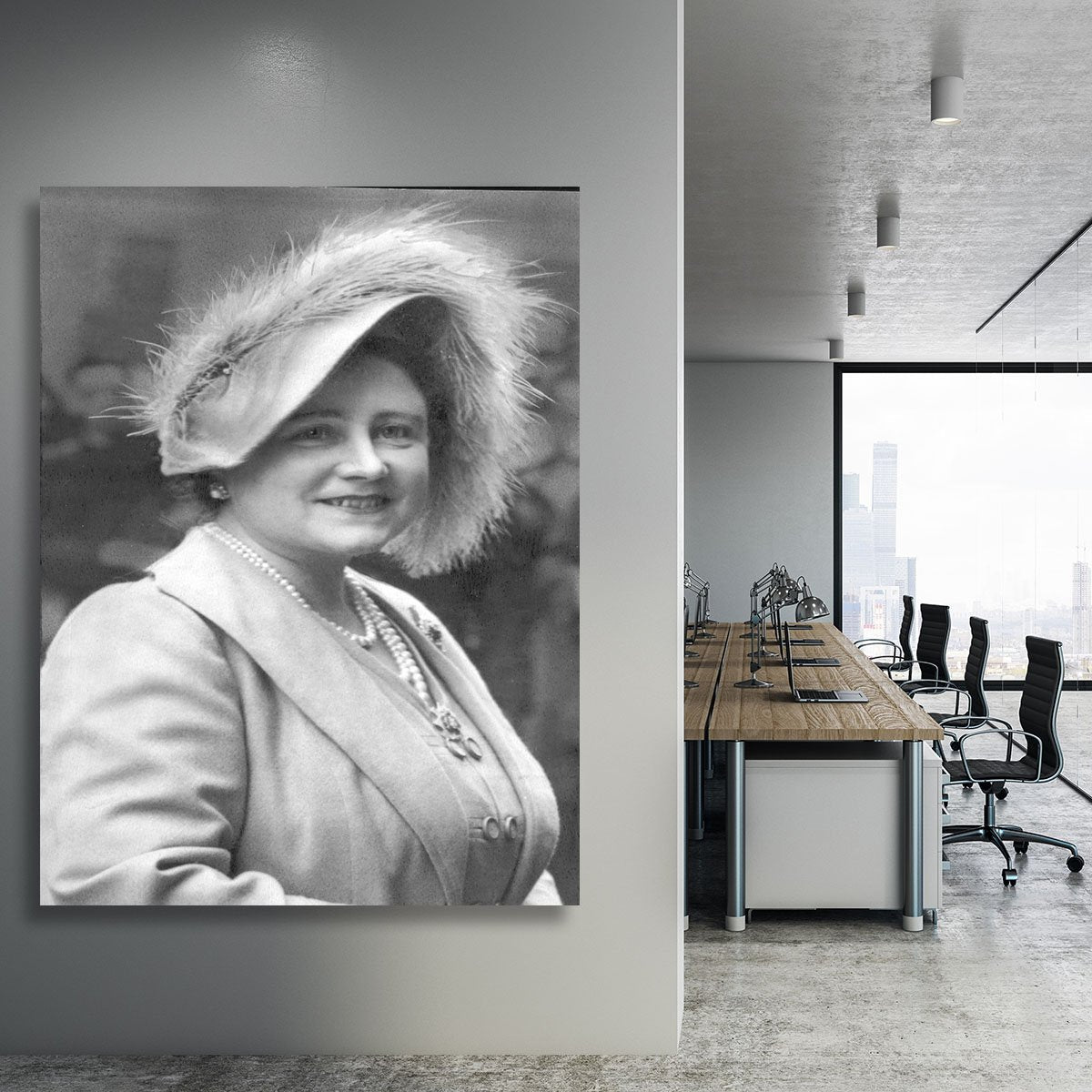 The Queen Mother at Lord Roberts Memorial Workshops in Dundee Canvas Print or Poster