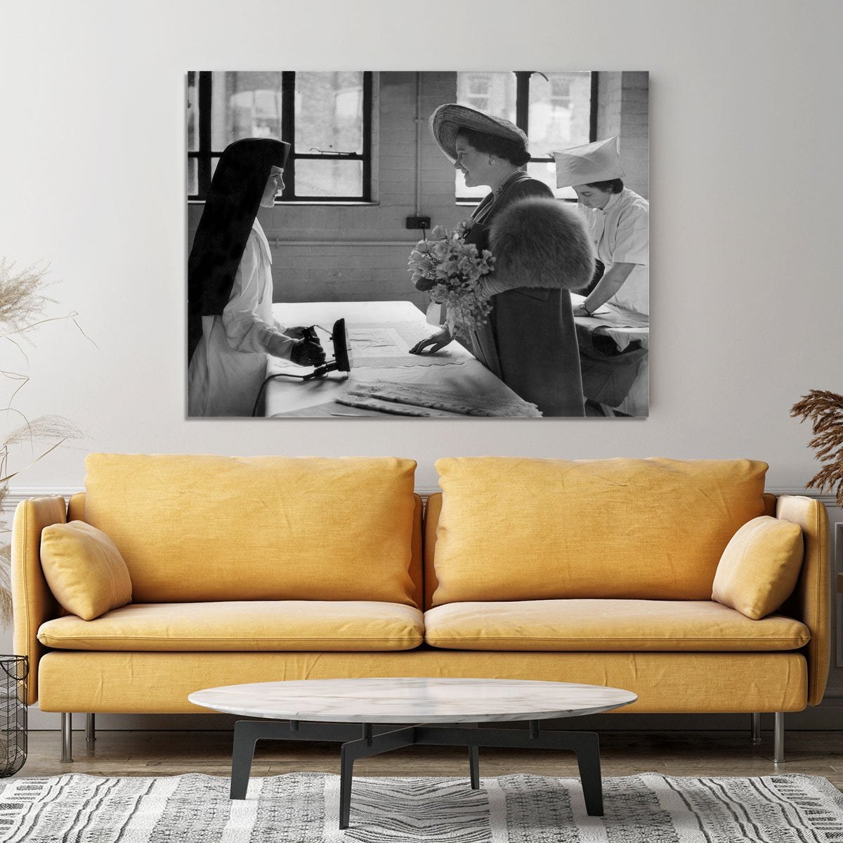 The Queen Mother at a training college Canvas Print or Poster