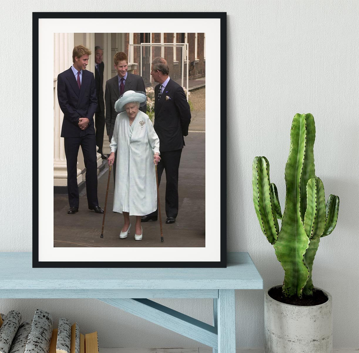 The Queen Mother on her 101st Birthday with family Framed Print - Canvas Art Rocks - 1