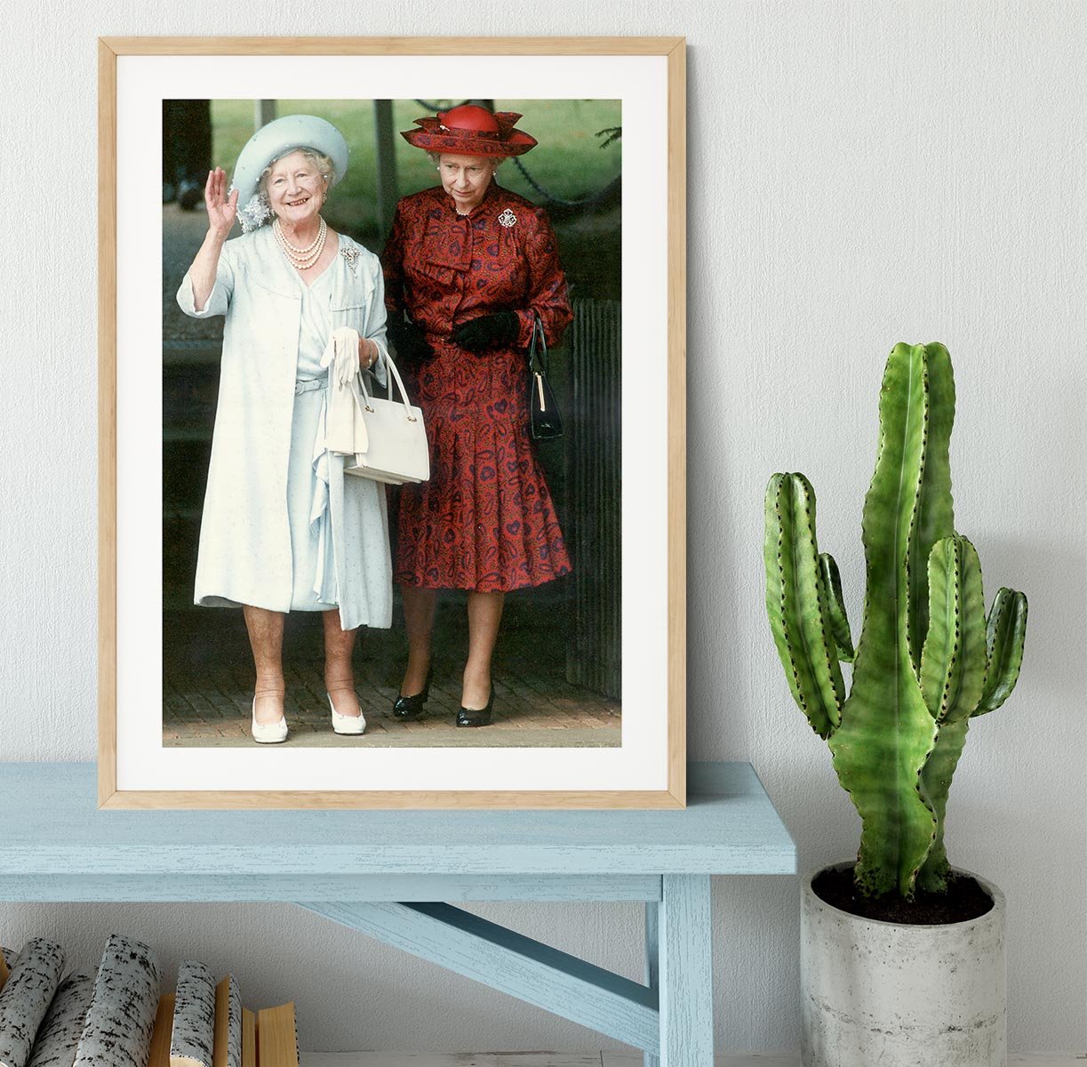 The Queen Mother on her 91st birthday with Queen Elizabeth Framed Print - Canvas Art Rocks - 3