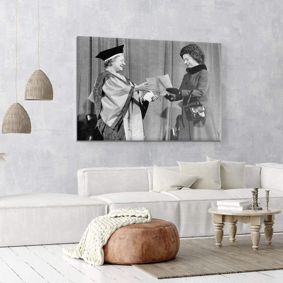The Queen Mother receiving Honorary Doctorate by the Queen Canvas Print or Poster