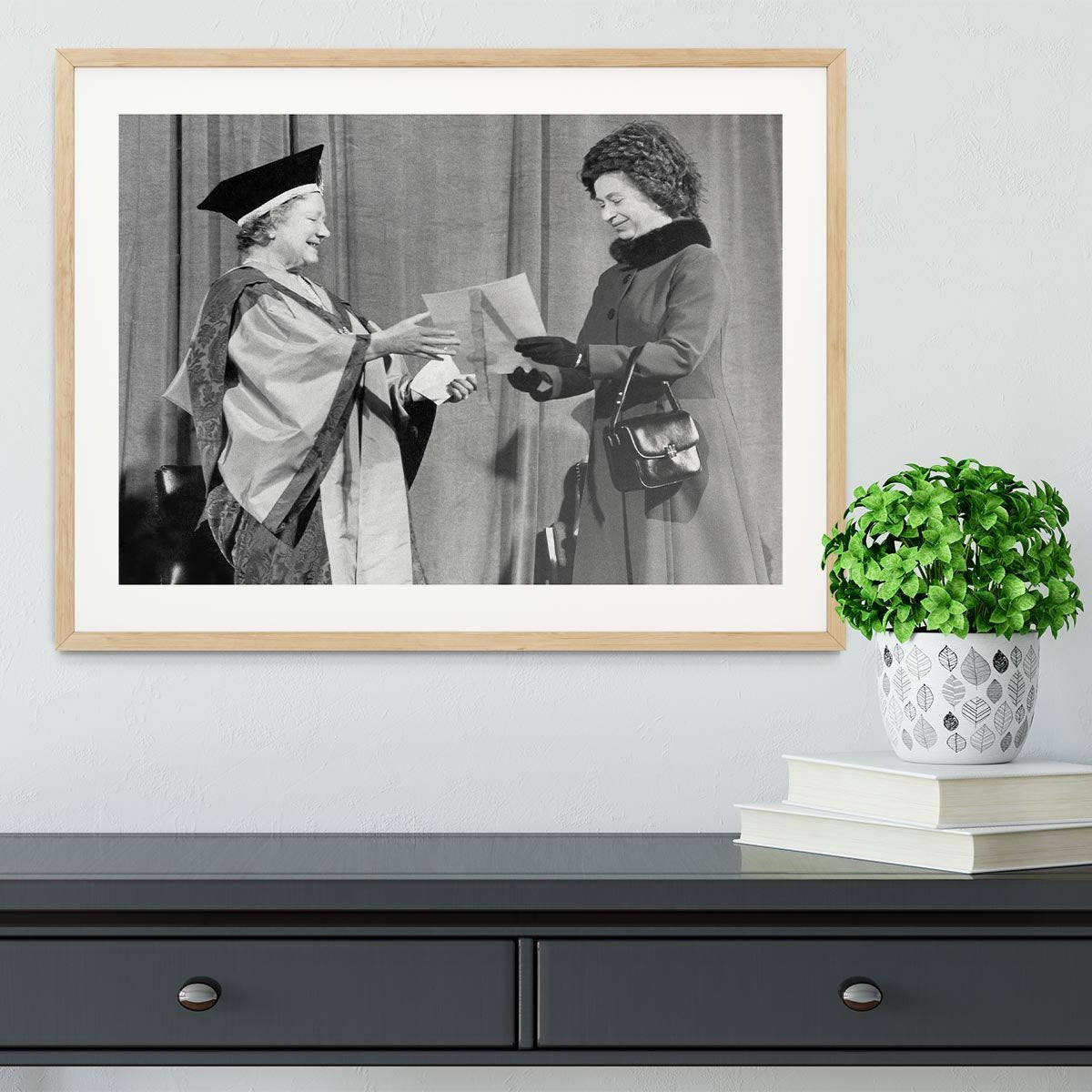 The Queen Mother receiving Honorary Doctorate by the Queen Framed Print - Canvas Art Rocks - 3