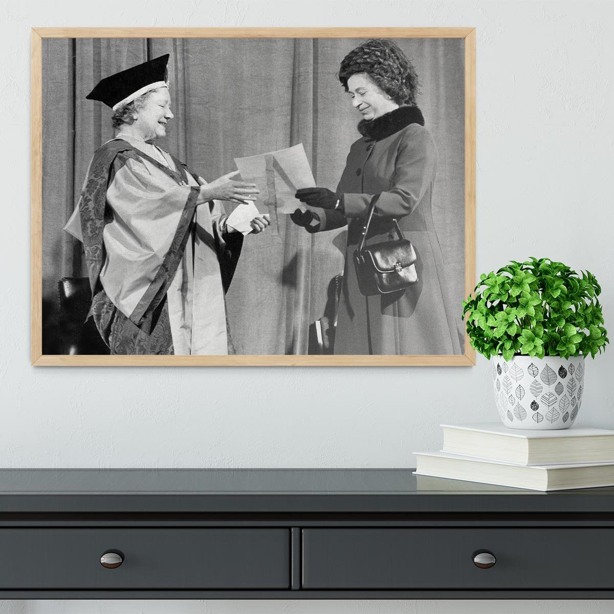 The Queen Mother receiving Honorary Doctorate by the Queen Framed Print - Canvas Art Rocks - 4