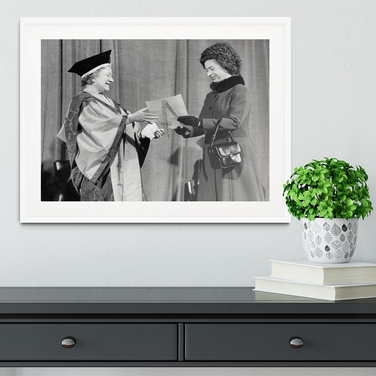 The Queen Mother receiving Honorary Doctorate by the Queen Framed Print - Canvas Art Rocks - 5