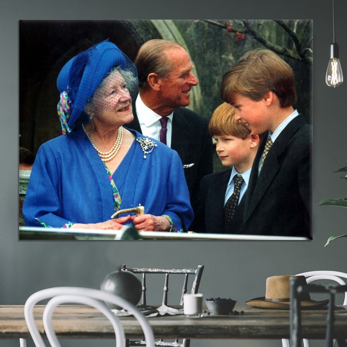 The Queen Mother with Prince William and Prince Harry Canvas Print or Poster