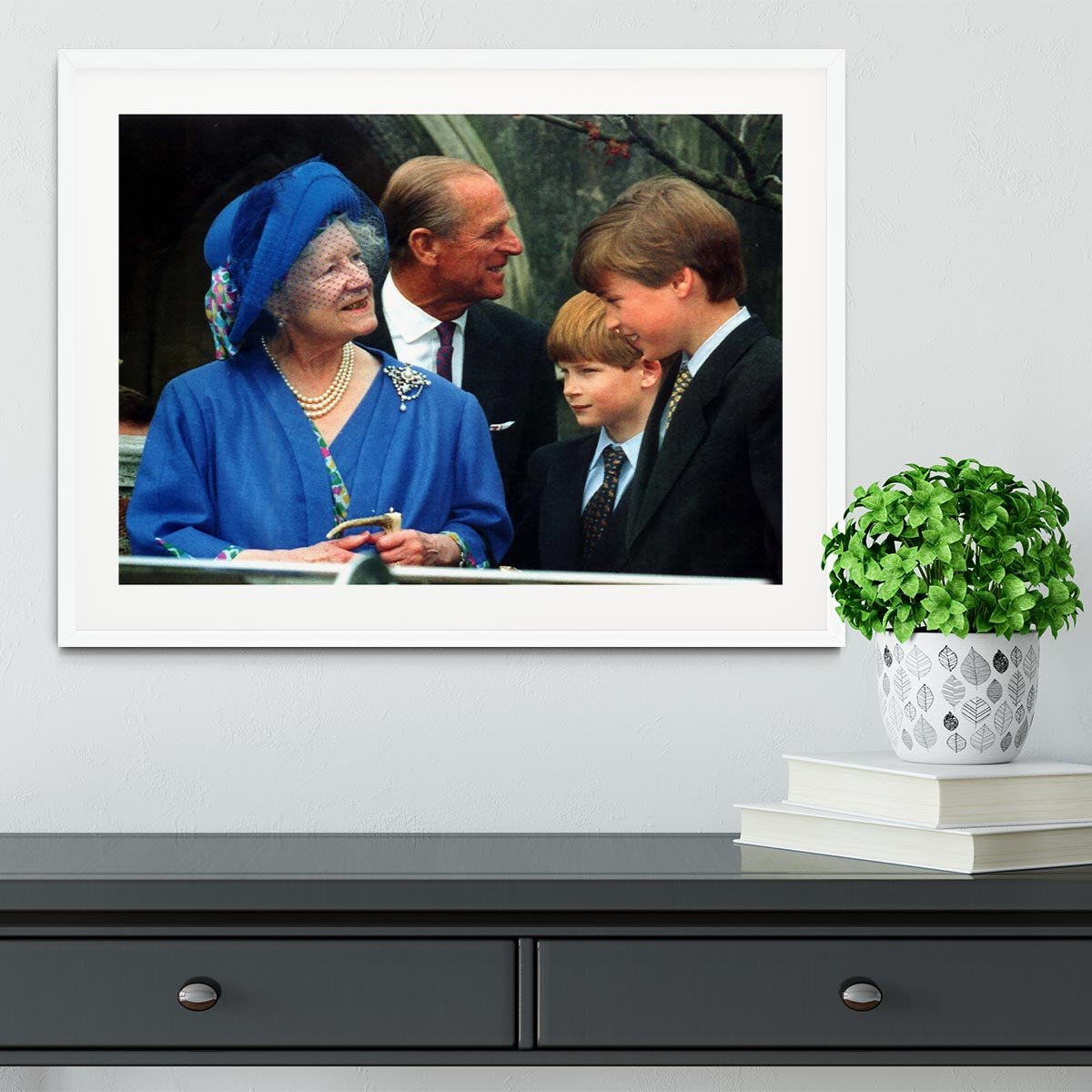The Queen Mother with Prince William and Prince Harry Framed Print - Canvas Art Rocks - 5