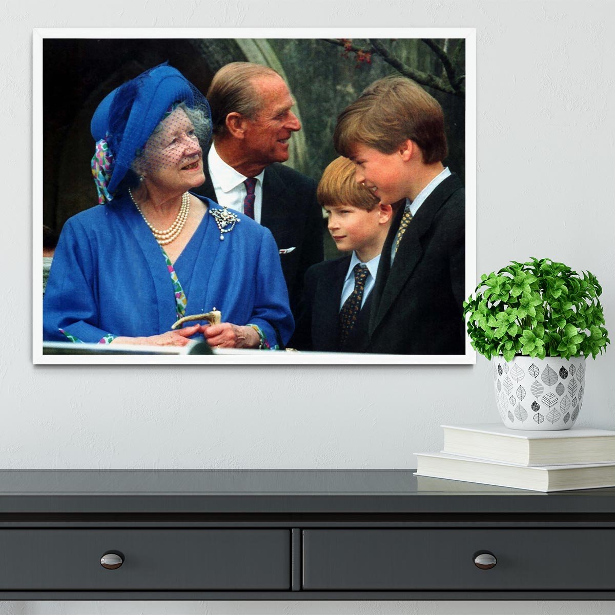 The Queen Mother with Prince William and Prince Harry Framed Print - Canvas Art Rocks -6