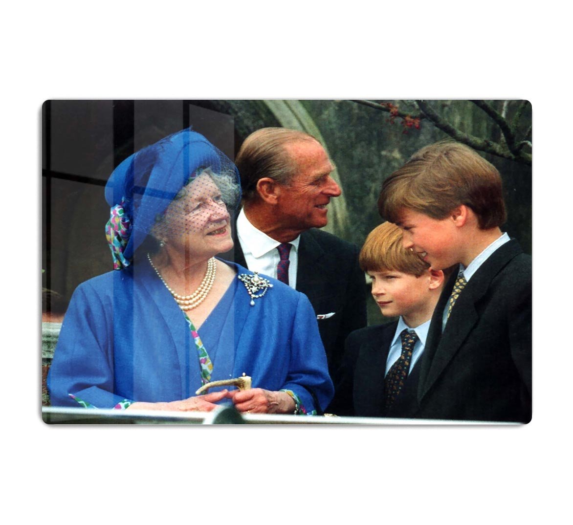 The Queen Mother with Prince William and Prince Harry HD Metal Print