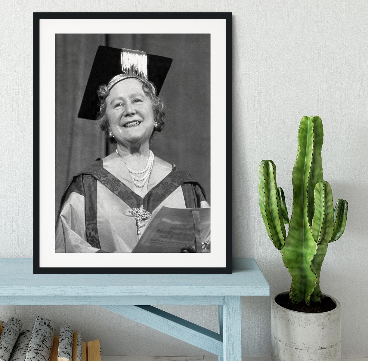 The Queen Mother with her honorary music degree Framed Print - Canvas Art Rocks - 1