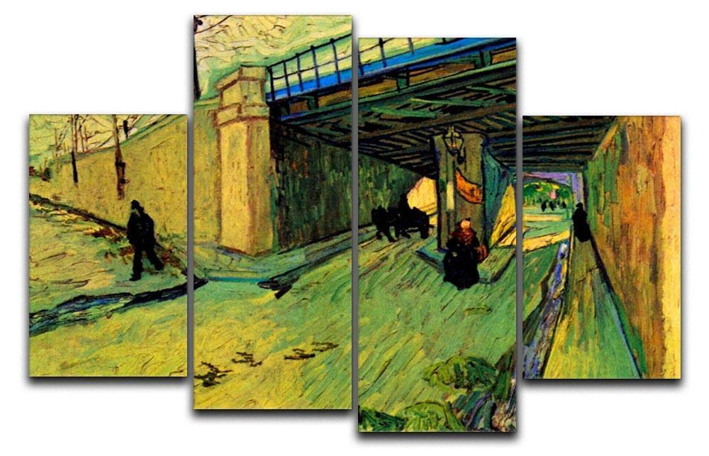 The Railway Bridge over Avenue Montmajour Arles by Van Gogh 4 Split Panel Canvas  - Canvas Art Rocks - 1