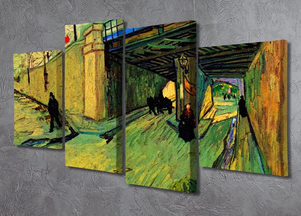 The Railway Bridge over Avenue Montmajour Arles by Van Gogh 4 Split Panel Canvas - Canvas Art Rocks - 2